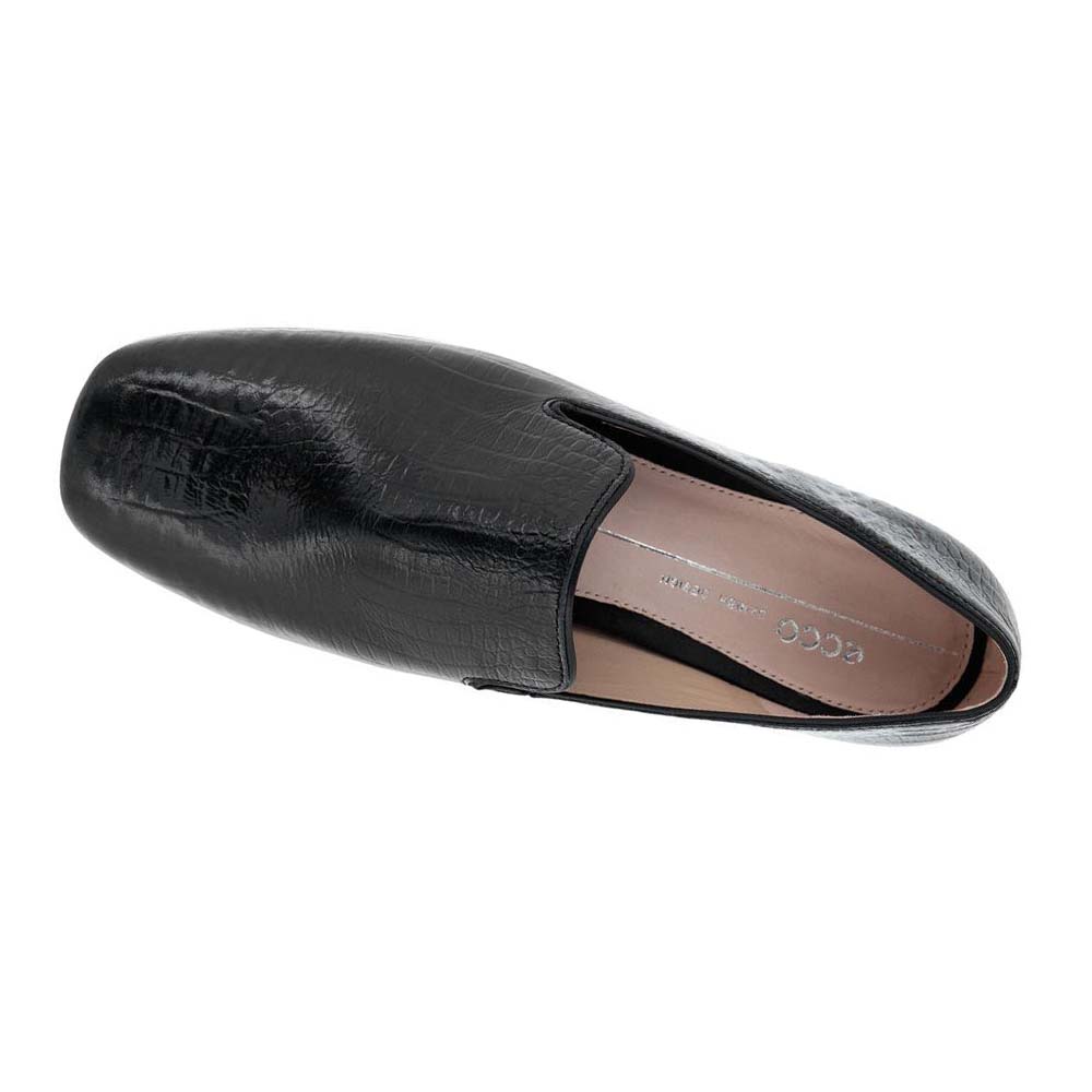 Women's Ecco Anine Squared Smoking Loafers Black | USA 154GSO